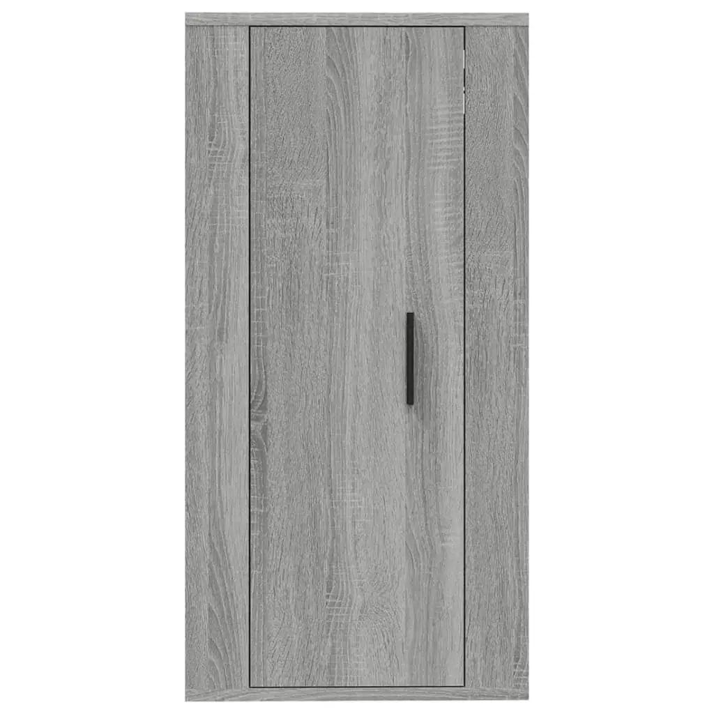 Wall Mounted TV Cabinet Grey Engineered Wood 3 Compartments Storage Unit