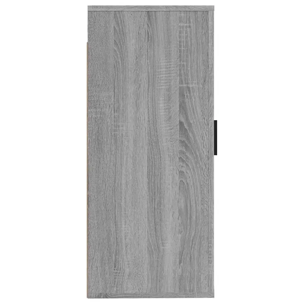 Wall Mounted TV Cabinet Grey Engineered Wood 3 Compartments Storage Unit