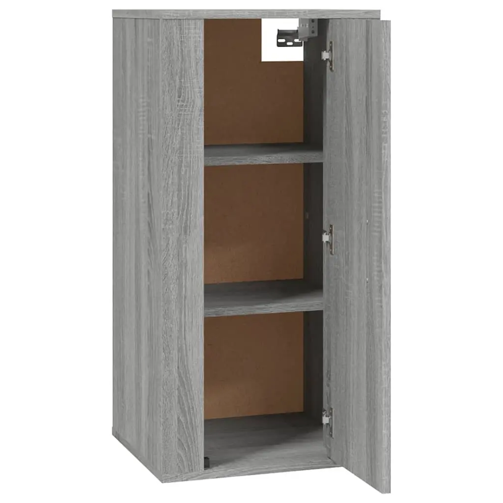 Wall Mounted TV Cabinet Grey Engineered Wood 3 Compartments Storage Unit