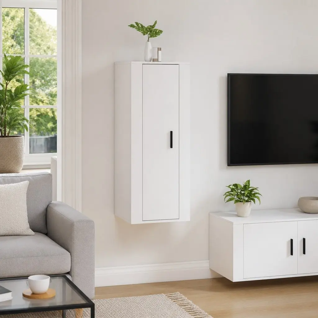 Wall Mounted TV Cabinet White Engineered Wood 40x34.5x100cm