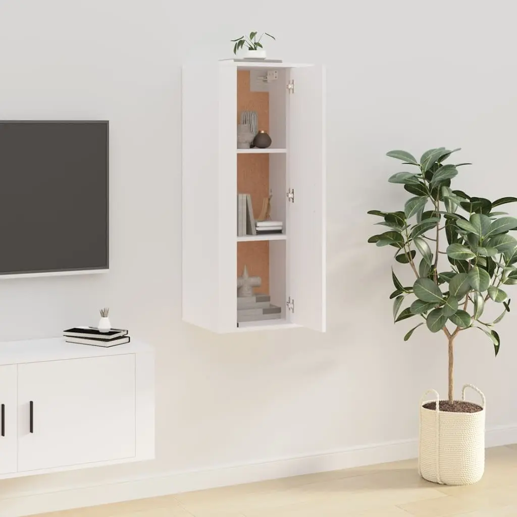 Wall Mounted TV Cabinet White Engineered Wood 40x34.5x100cm