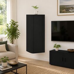 Black Wall Mounted TV Cabinet for Media Storage