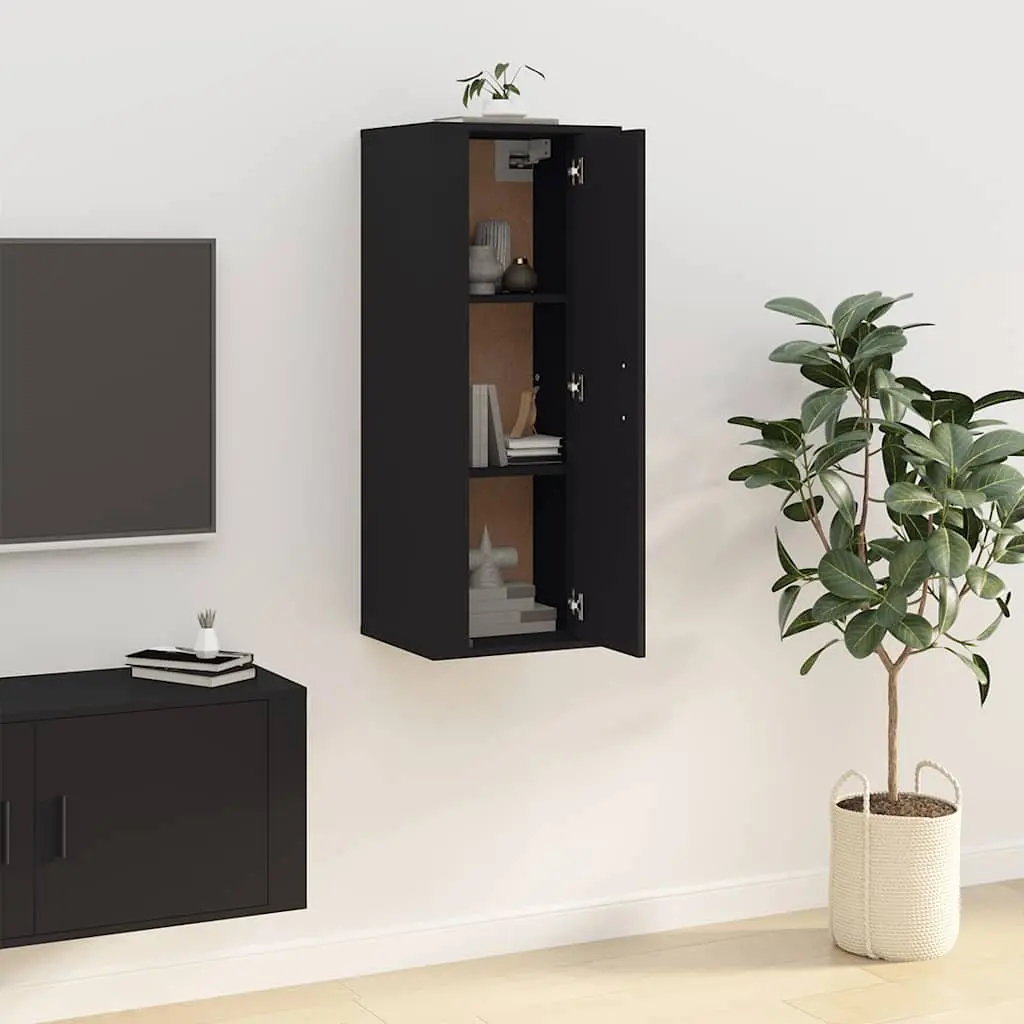 Wall Mounted TV Cabinet Black 40x34.5x100 cm Engineered Wood Media Storage Unit