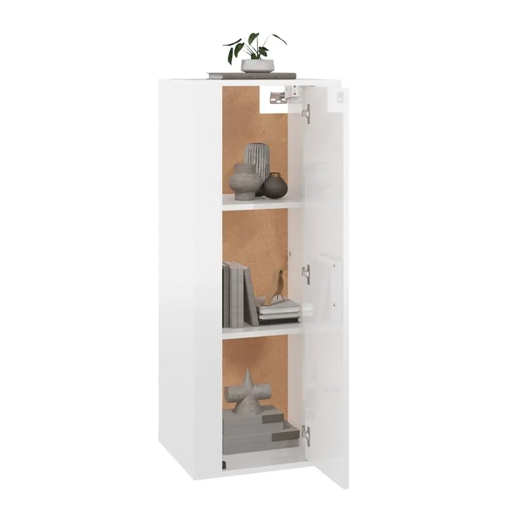 White High Gloss Wall Mounted TV Cabinet with Storage