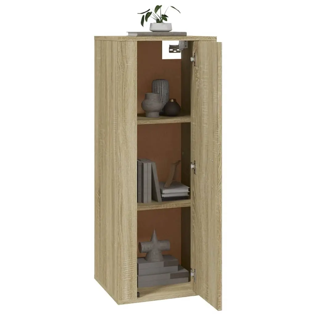 Wall Mounted TV Cabinet Brown Engineered Wood 3 Compartment Media Unit Display Shelf