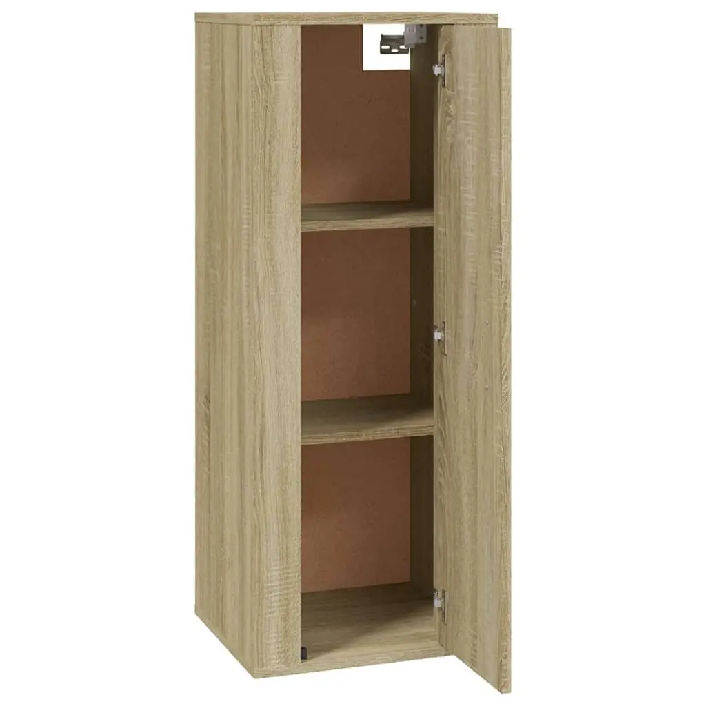 Wall Mounted TV Cabinet Brown Engineered Wood 3 Compartment Media Unit Display Shelf