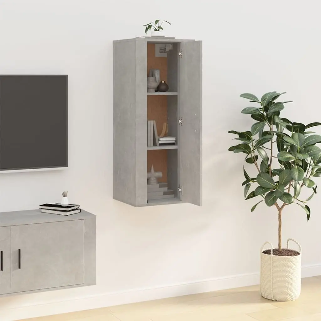 Wall Mounted TV Cabinet Grey 40x34.5x100cm Engineered Wood Media Storage Unit 3 Compartment
