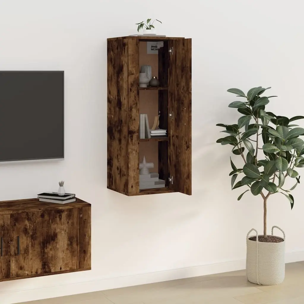 Engineered Wood Wall Mounted Media Unit Storage Brown 40x34.5x100cm