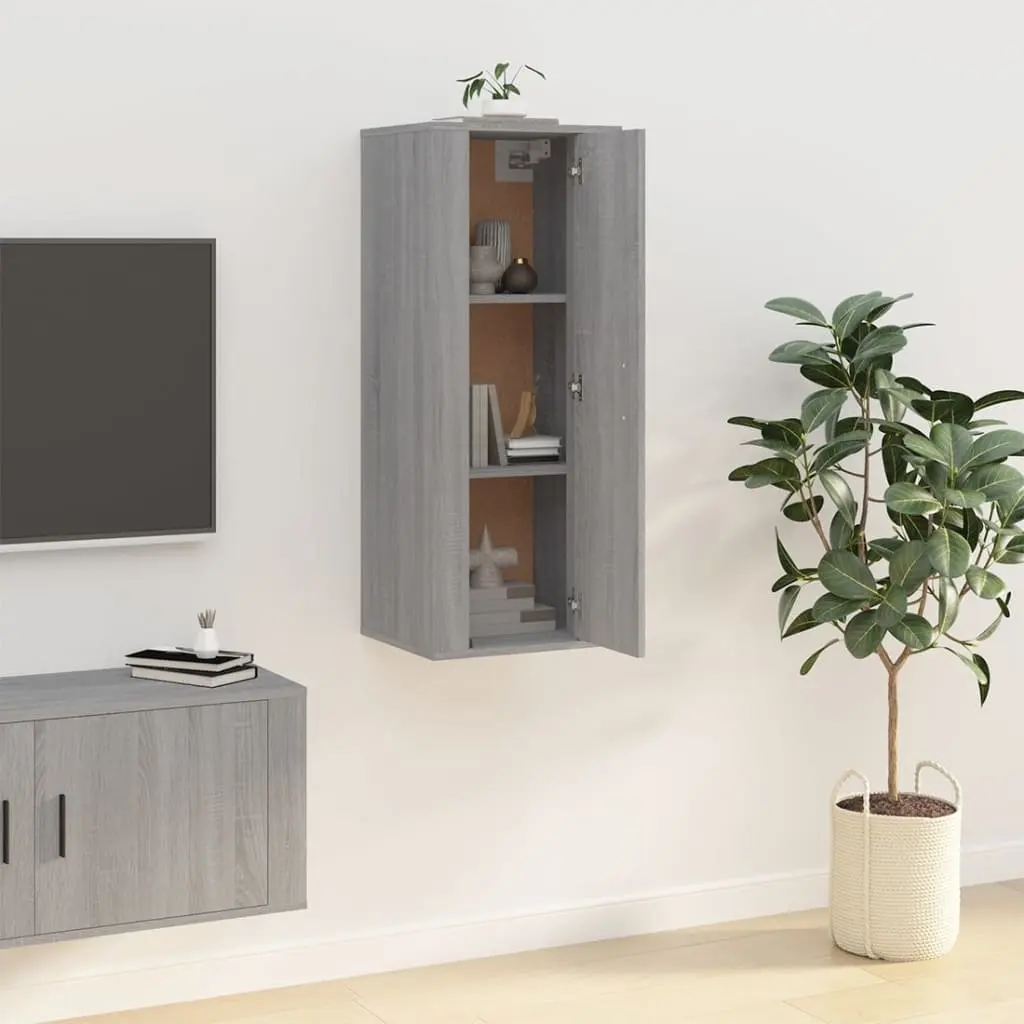 Wall Mounted TV Cabinet Grey Sonoma 40x34.5x100cm Engineered Wood Storage Unit Media Stand