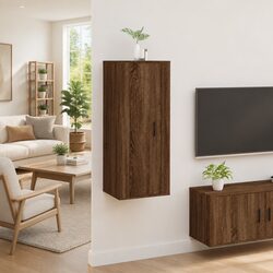 Brown Oak Wall-Mounted TV Cabinet 40x34.5x100cm