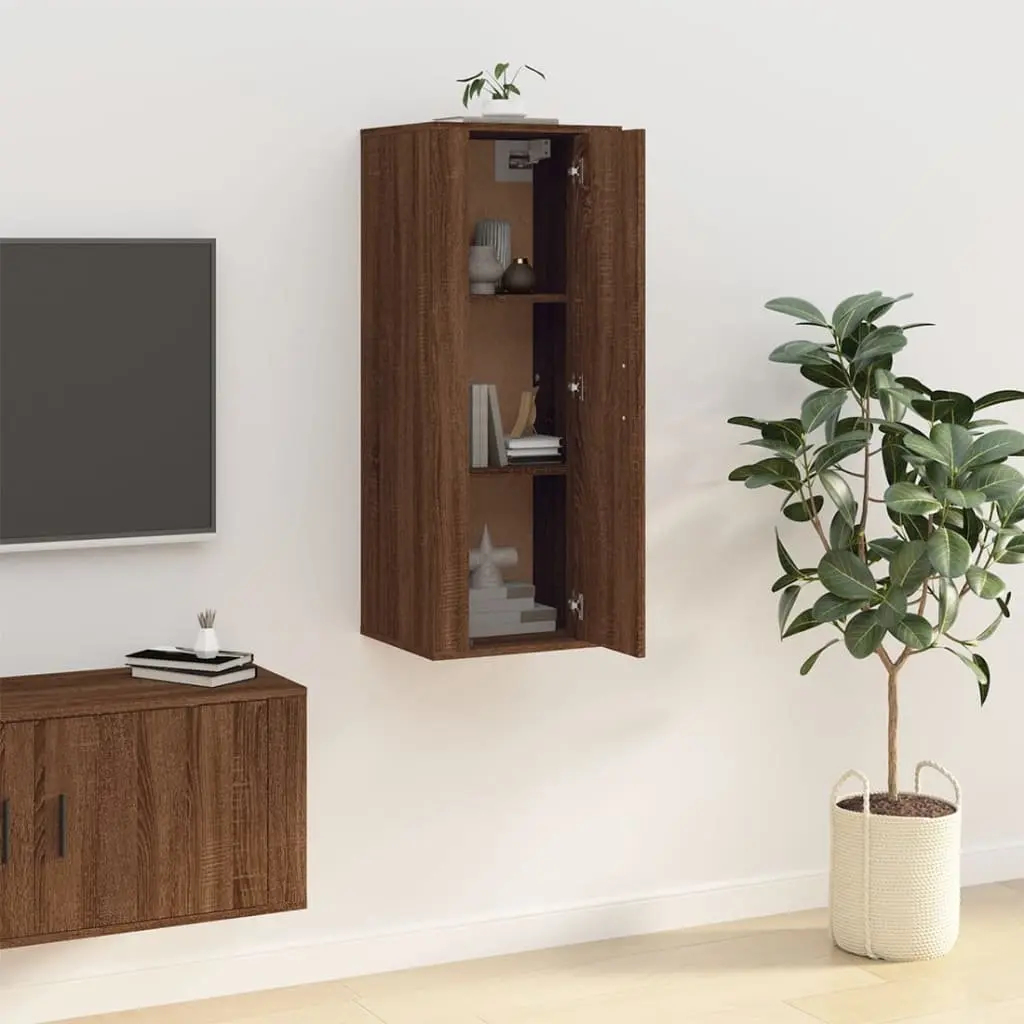 Wall Mounted TV Cabinet Brown Oak 40x34.5x100cm Engineered Wood Media Storage Unit