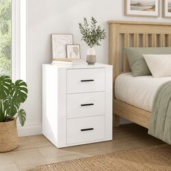 Elegant High Gloss White 3-Drawer Bedside Cabinet