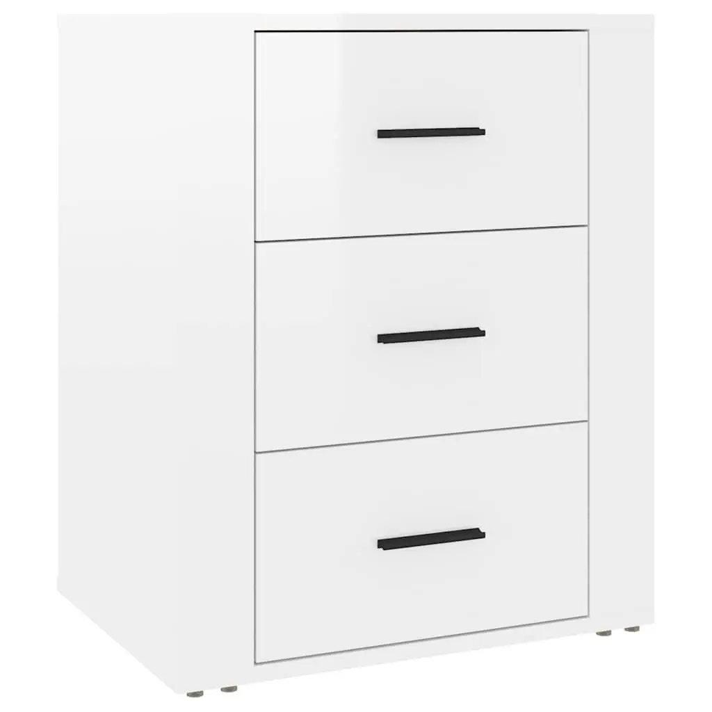 High Gloss White 3-Drawer Bedside Cabinet