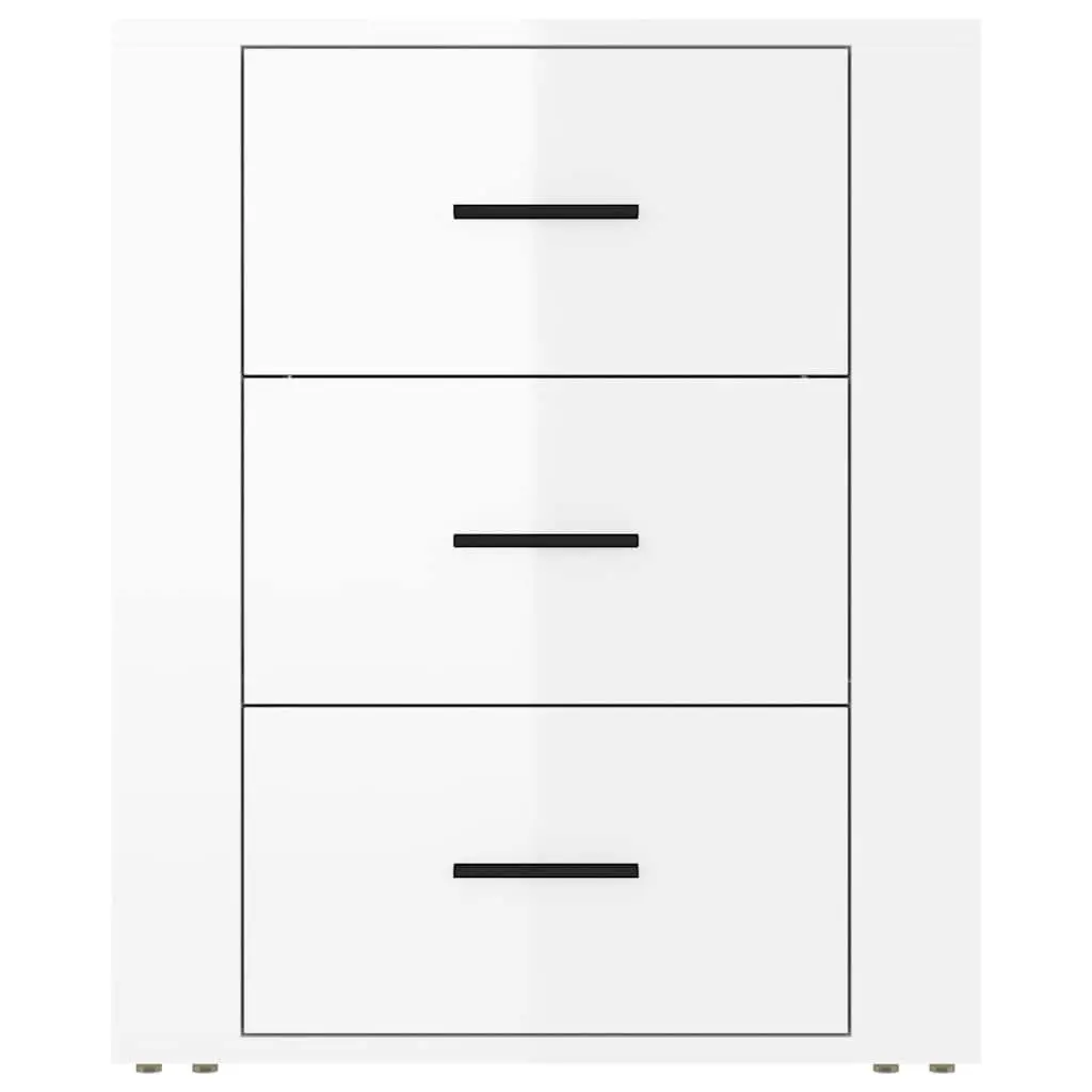 High Gloss White 3-Drawer Bedside Cabinet