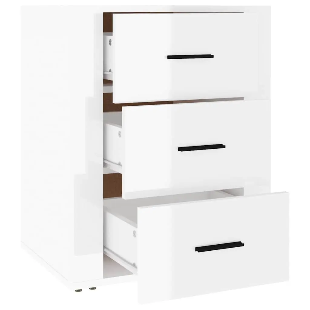 High Gloss White 3-Drawer Bedside Cabinet