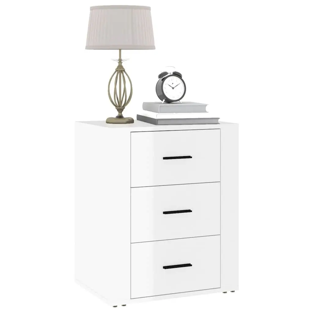 High Gloss White 3-Drawer Bedside Cabinet