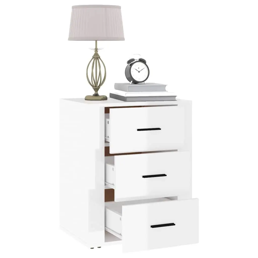 High Gloss White 3-Drawer Bedside Cabinet