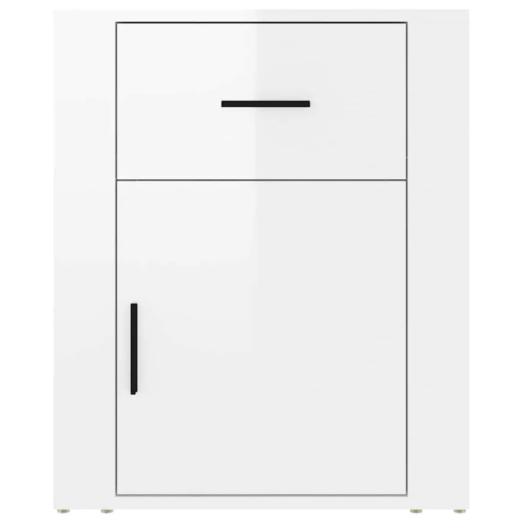 Bedside Cabinet High Gloss White 50x36x60 cm Engineered Wood Nightstand Side Table with Drawer