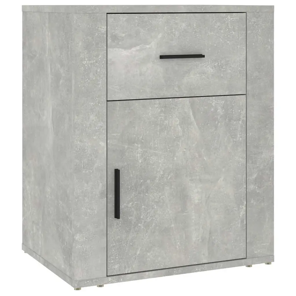 Grey Nightstand Bedside Cabinet Storage Compartment Drawer Engineered Wood 50x36x60cm