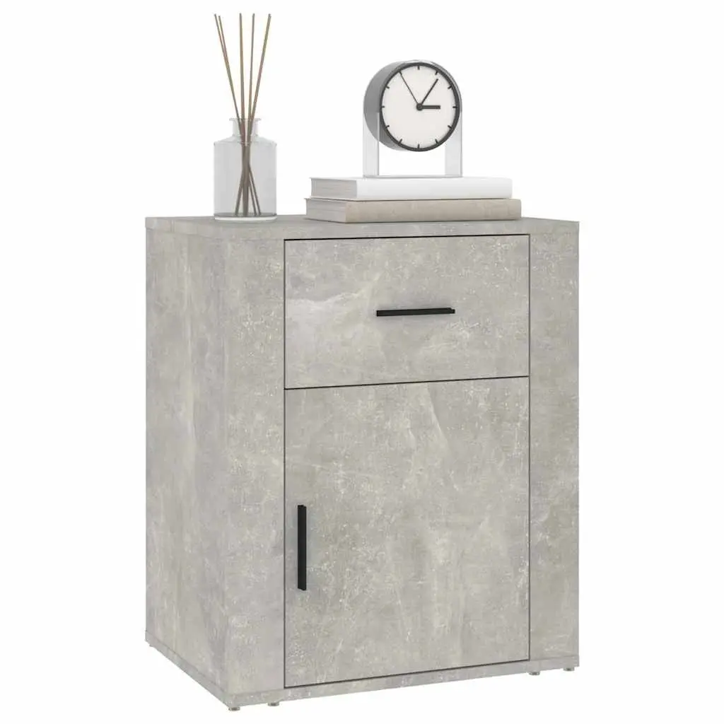 Grey Nightstand Bedside Cabinet Storage Compartment Drawer Engineered Wood 50x36x60cm