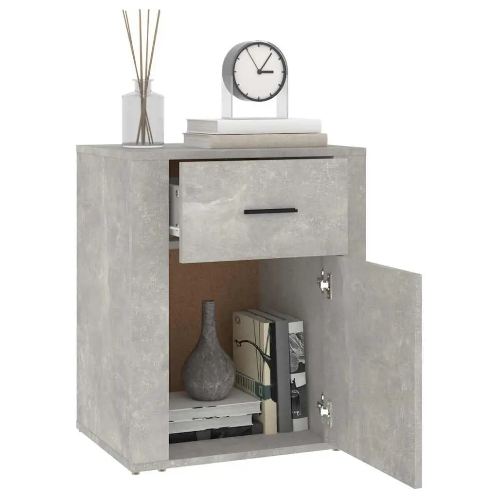 Grey Nightstand Bedside Cabinet Storage Compartment Drawer Engineered Wood 50x36x60cm