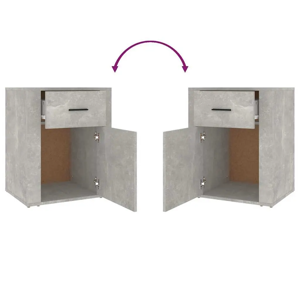 Grey Nightstand Bedside Cabinet Storage Compartment Drawer Engineered Wood 50x36x60cm