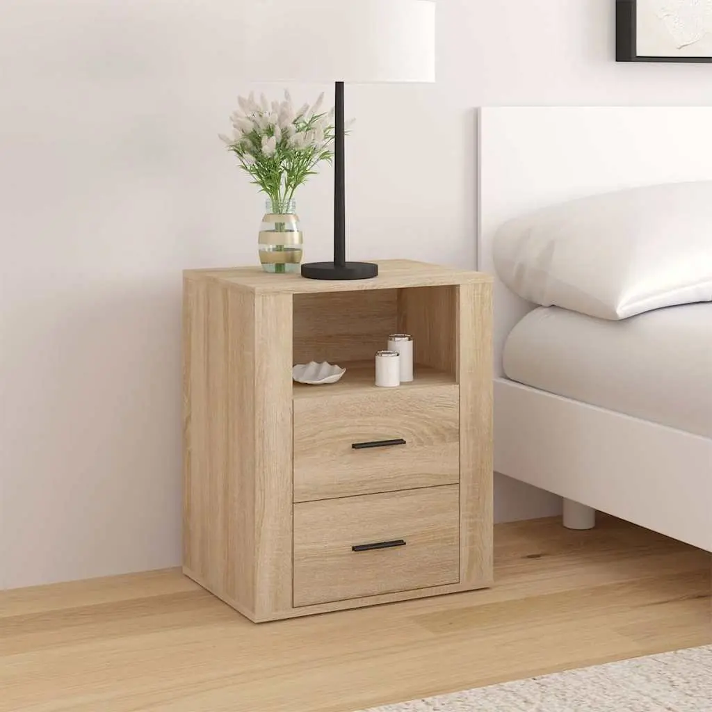 Bedside Cabinet Brown 50x36x60cm Engineered Wood Storage Drawers