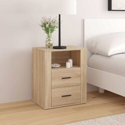 Bedside Cabinet Nightstand 50x36x60cm Brown Engineered Wood Drawers Storage