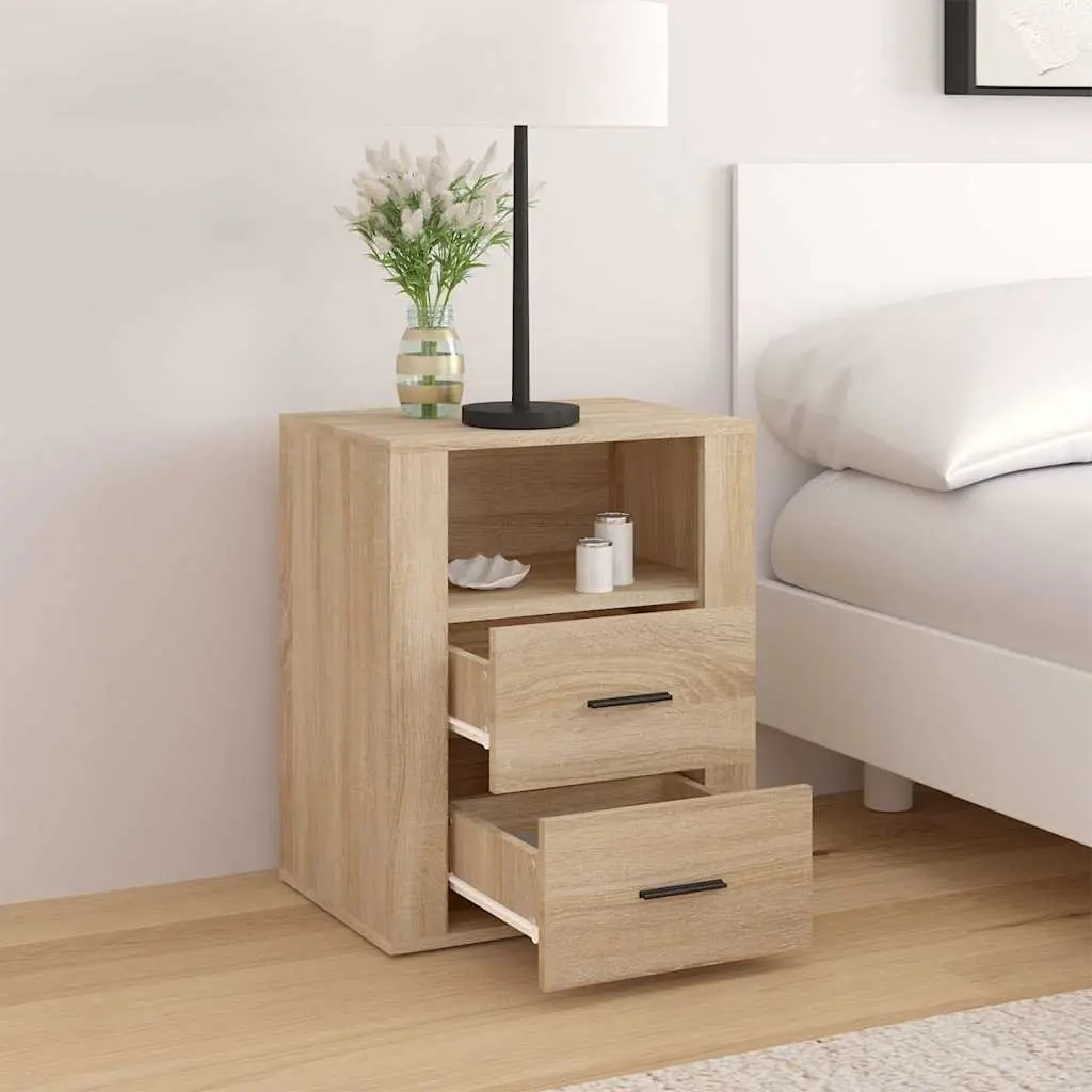 Bedside Cabinet Brown 50x36x60cm Engineered Wood Storage Drawers