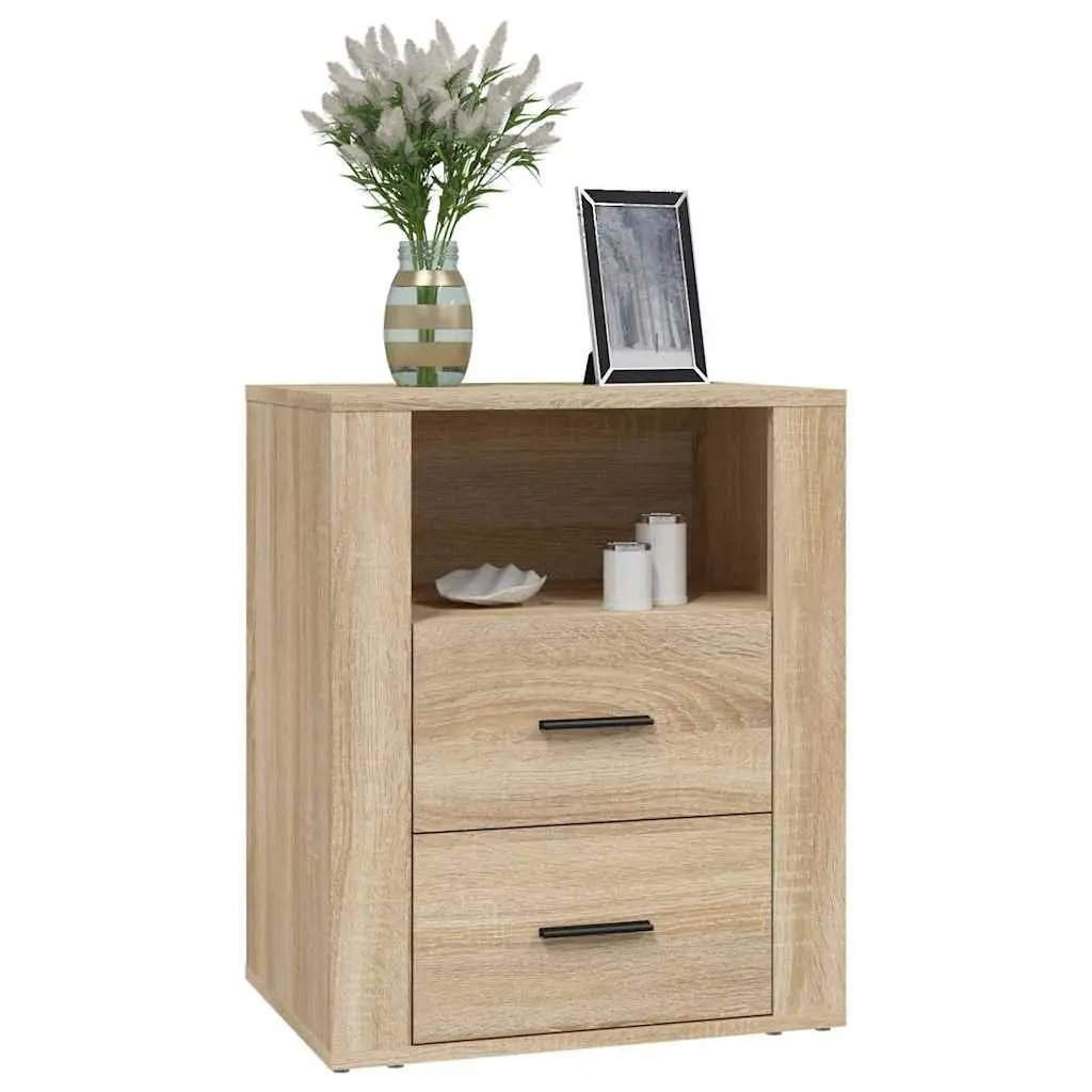 Bedside Cabinet Brown 50x36x60cm Engineered Wood Storage Drawers