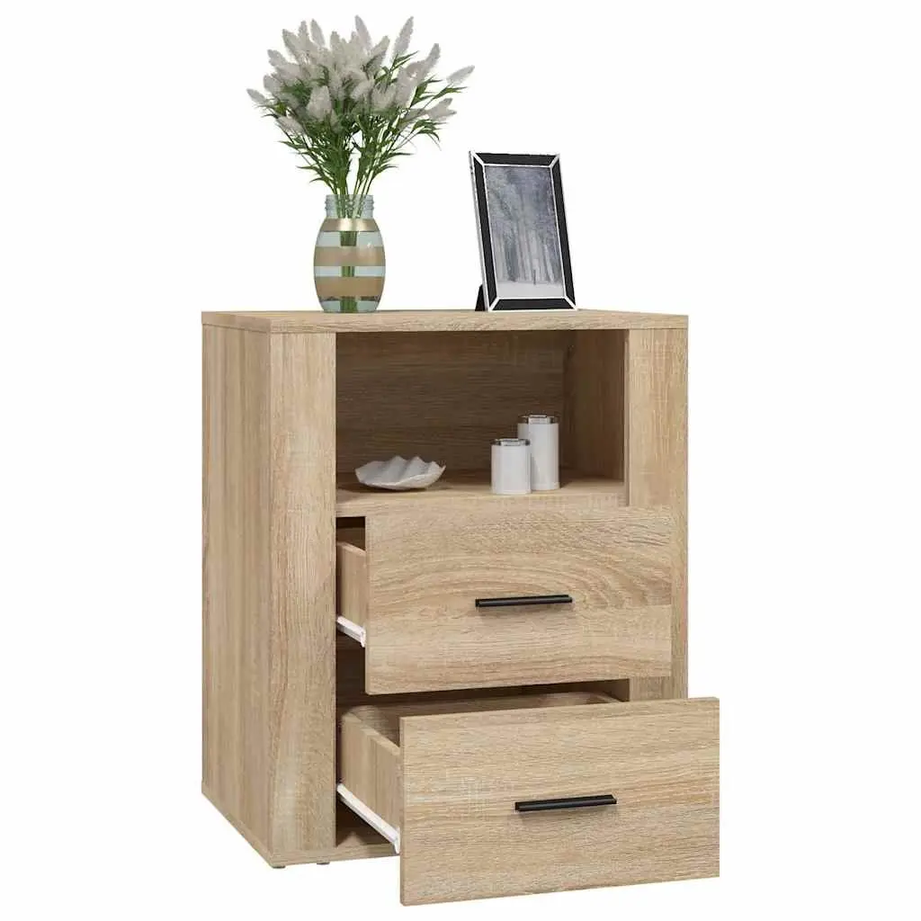 Bedside Cabinet Brown 50x36x60cm Engineered Wood Storage Drawers