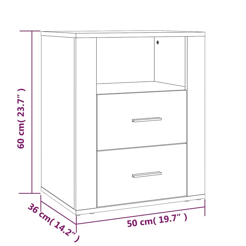 Bedside Cabinet Brown 50x36x60cm Engineered Wood Storage Drawers