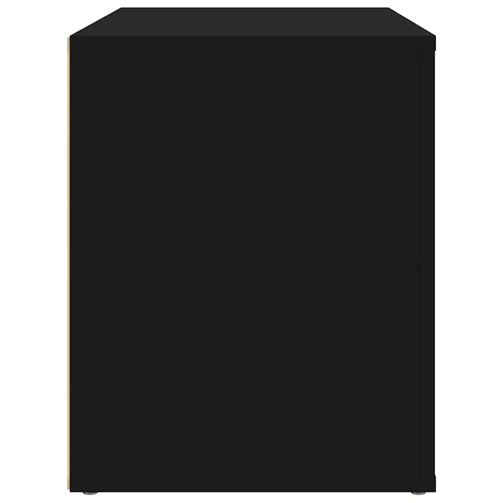 Bedside Cabinet Black 60x36x45cm Engineered Wood Nightstand with 2 Drawers and 1 Compartment