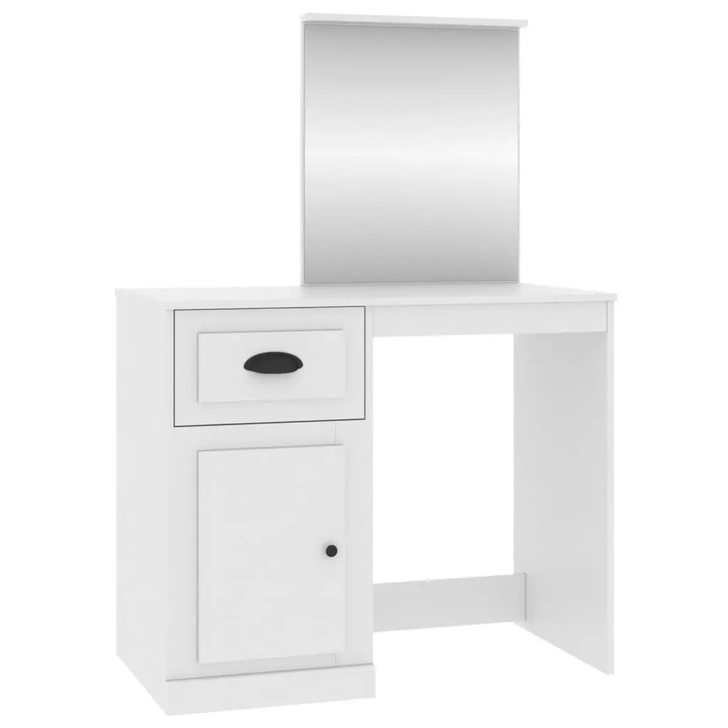 White Bedroom Vanity Unit with Mirror 90x50cm