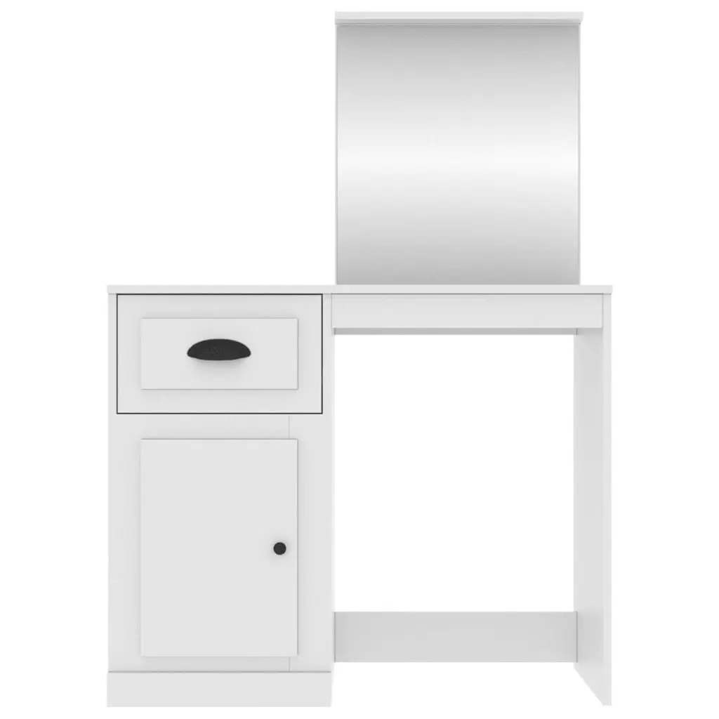 White Bedroom Vanity Unit with Mirror 90x50cm
