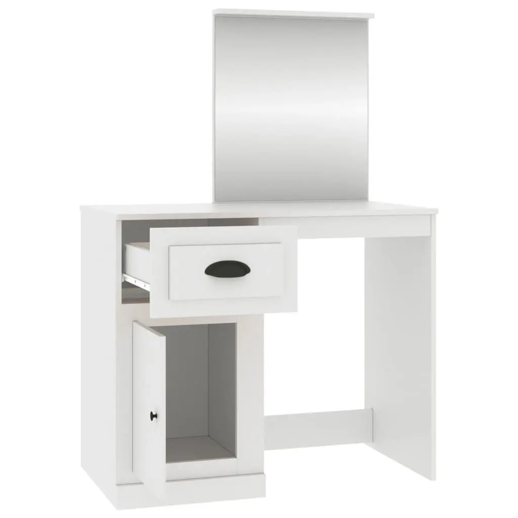 White Bedroom Vanity Unit with Mirror 90x50cm