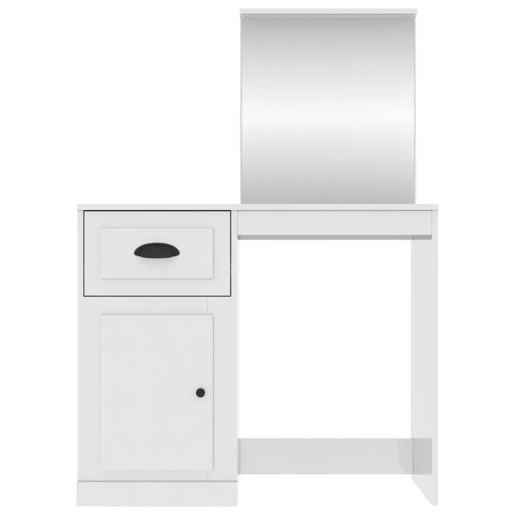 White High Gloss Dressing Table with Mirror for Beauty