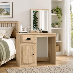 Warm Brown Engineered Wood Dressing Table with Mirror