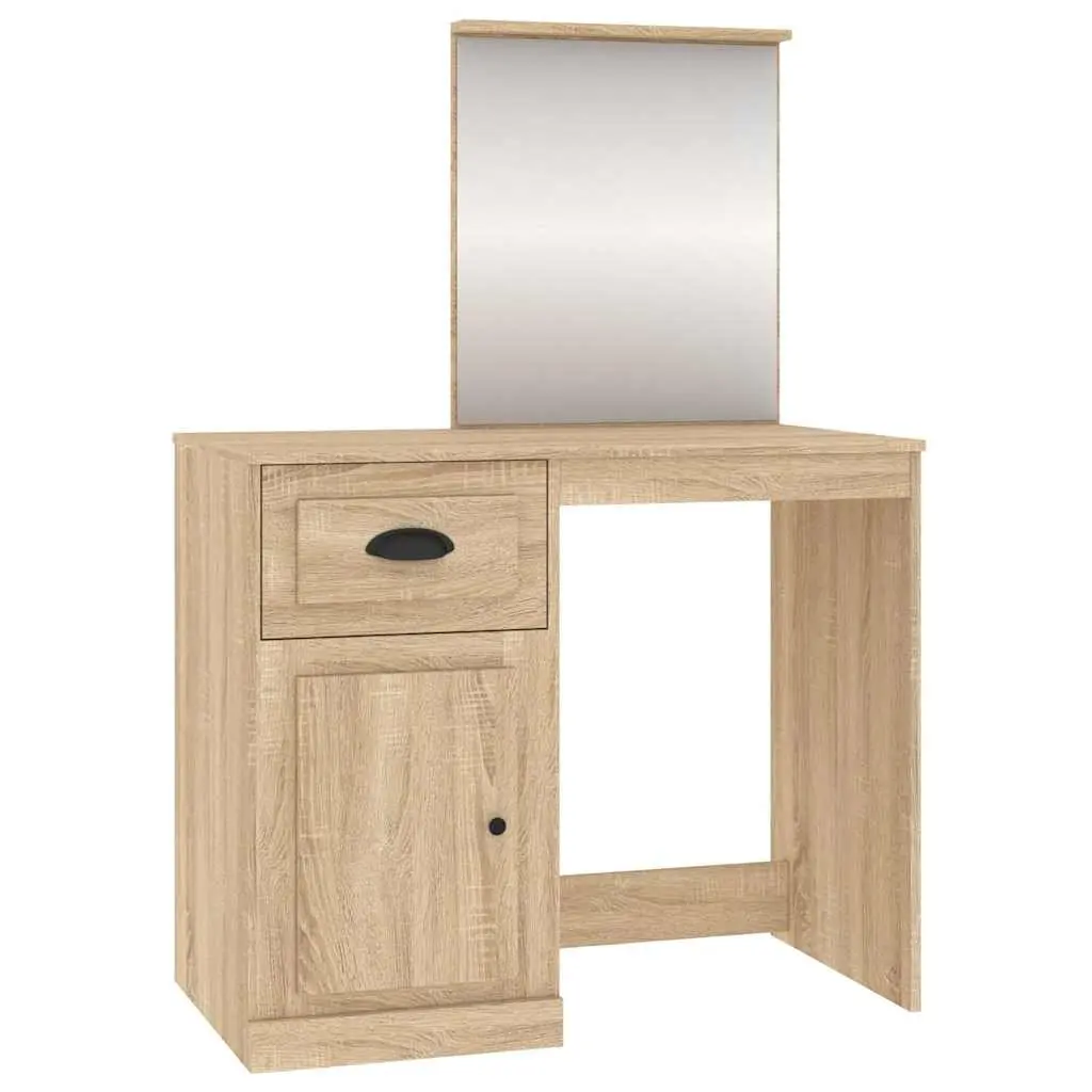 Dressing Table with Mirror Bedroom Vanity Unit Storage Brown Engineered Wood