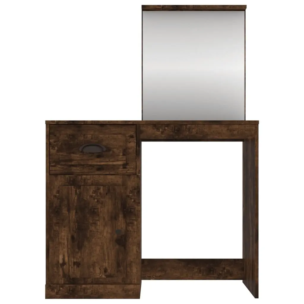 Brown Dressing Table with Integrated Mirror