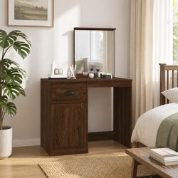Brown Oak Vanity Unit with Mirror for Stylish Spaces