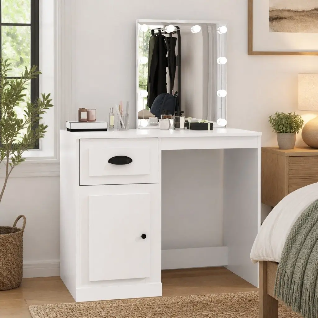 White Dressing Table with LED Mirror