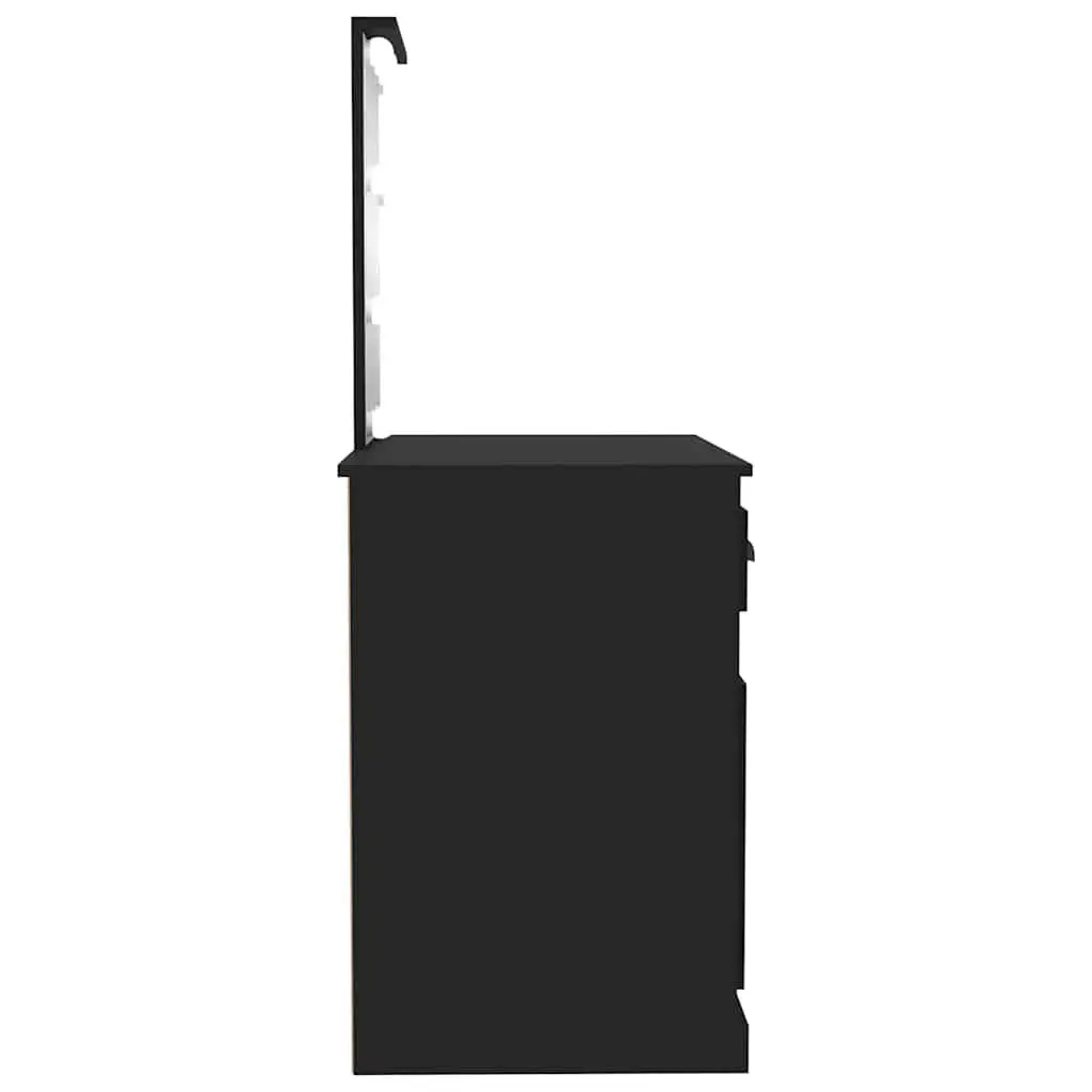 Black Dressing Table with LED Mirror and Storage