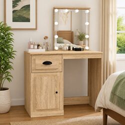 Brown LED Mirror Dressing Table for Elegant Bedrooms