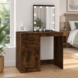 Smoked Oak Dressing Table with LED Mirror for Your Space