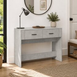Grey Console Table with 2 Drawers for Entryway or Living Room