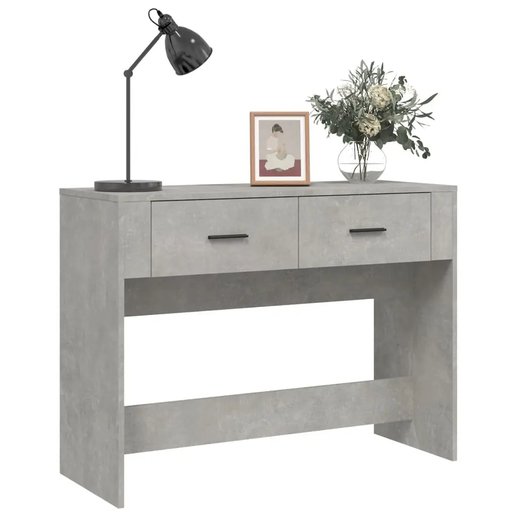 Console Table Grey Engineered Wood 100cm with 2 Drawers