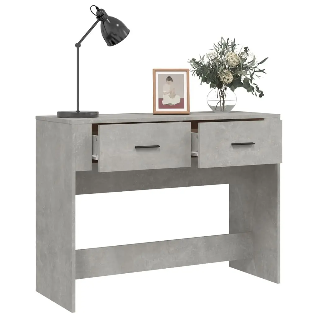 Console Table Grey Engineered Wood 100cm with 2 Drawers