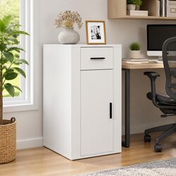 White Engineered Wood Desk Cabinet for Organized Storage