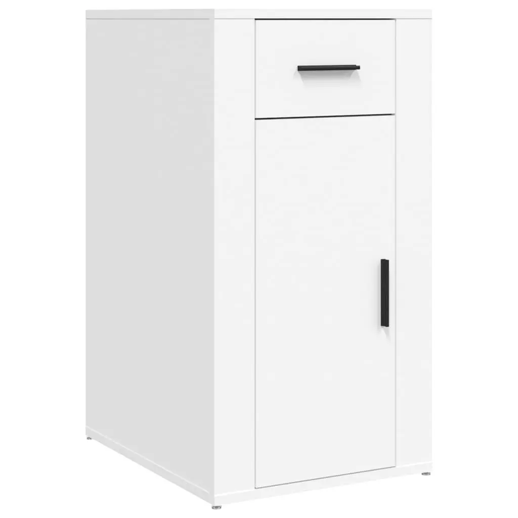 Desk Cabinet White Engineered Wood 40W x 49D x 75H cm Storage Organizer